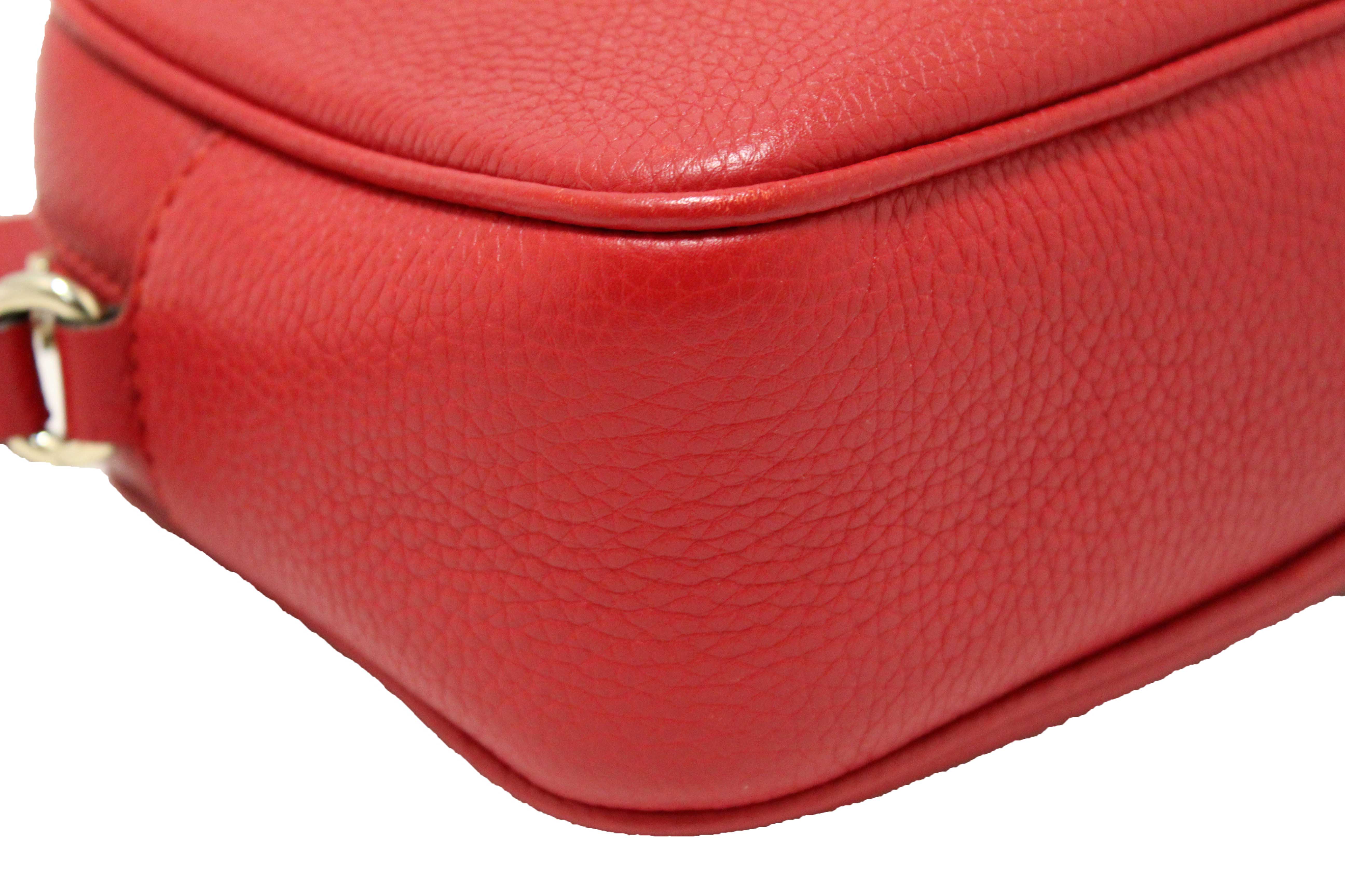 Authentic Gucci Red Soho Leather Small Disco Messenger Bag
