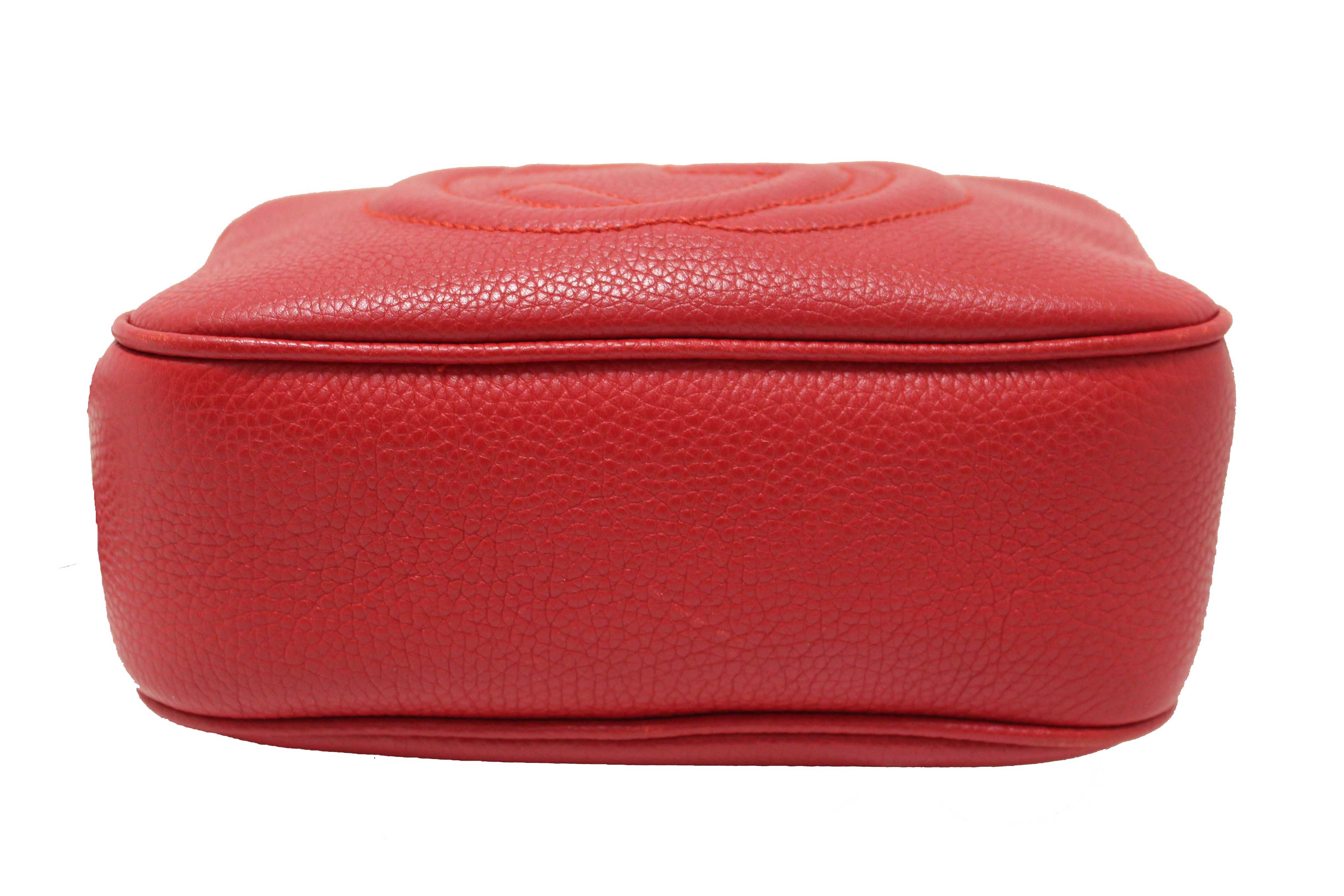 Authentic Gucci Red Soho Leather Small Disco Messenger Bag