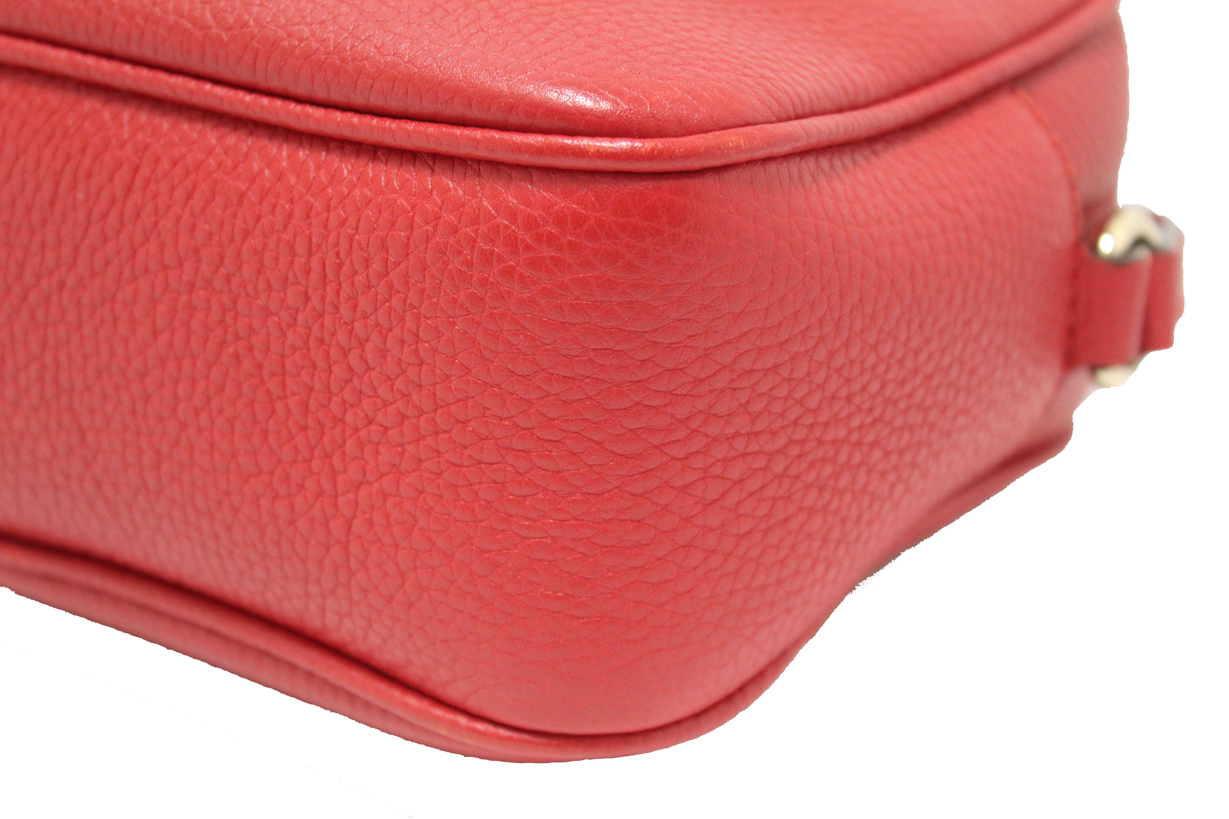 Authentic Gucci Red Soho Leather Small Disco Messenger Bag