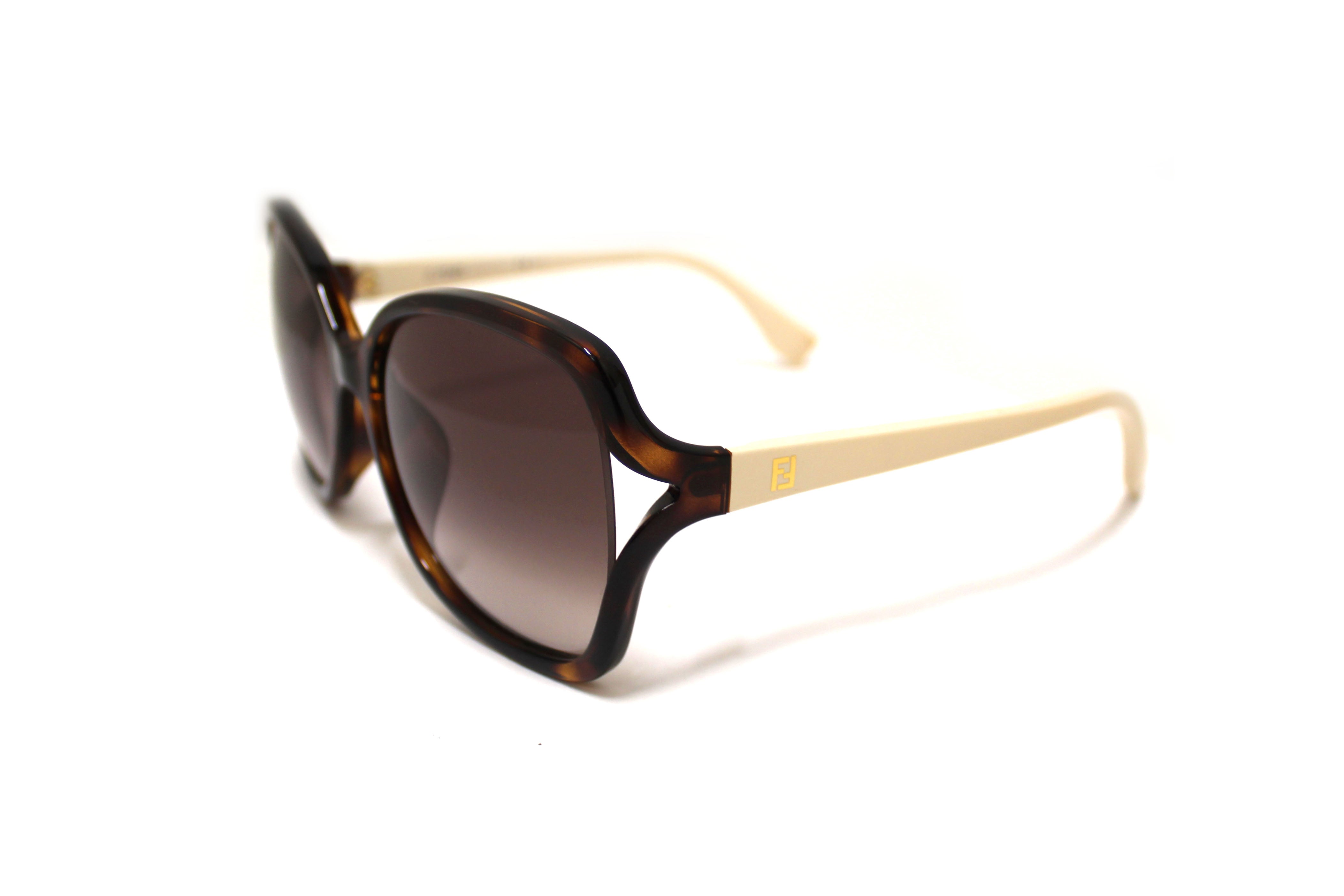 Authentic Fendi Tortoise Shell Acetate and White Frame Sunglasses