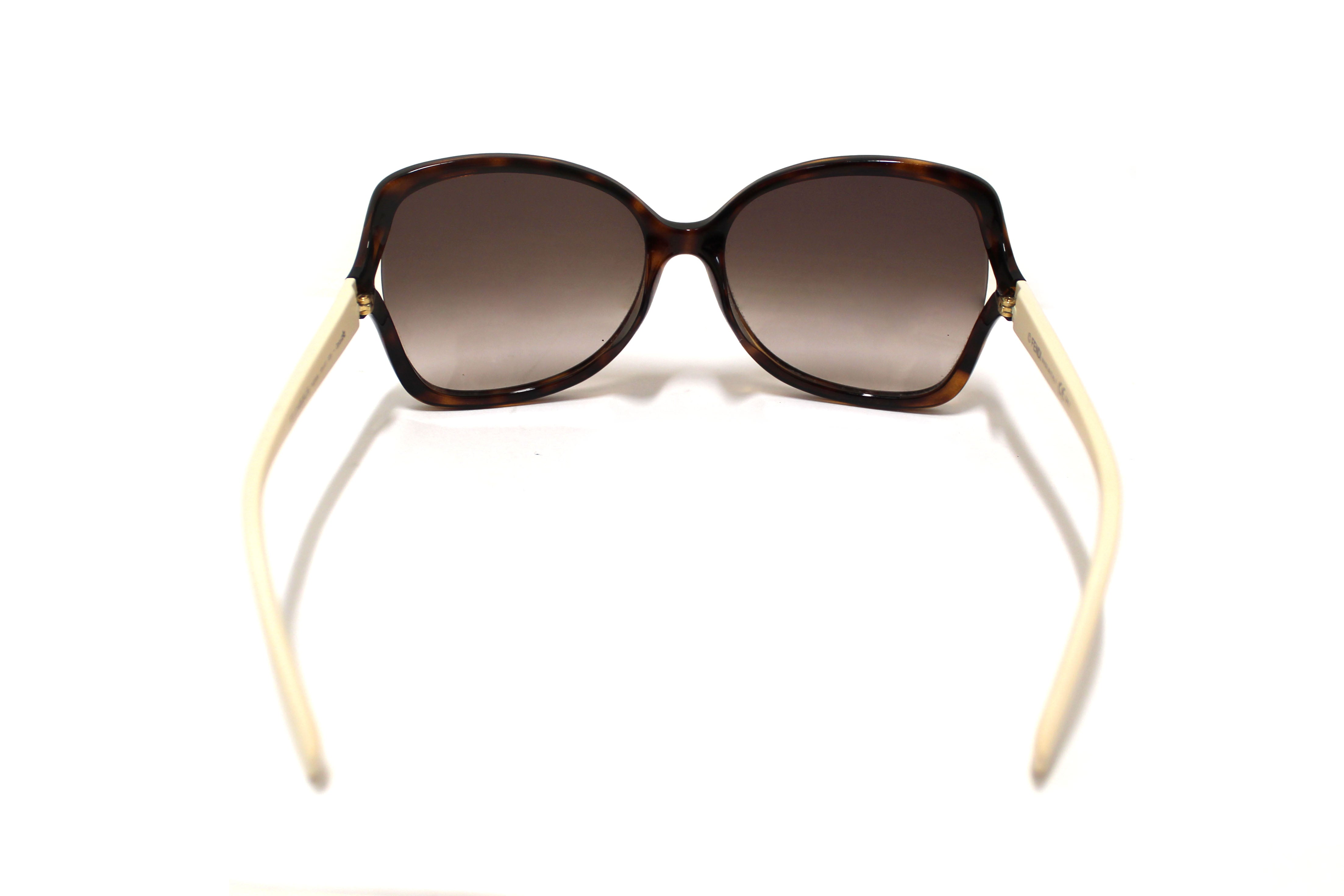 Authentic Fendi Tortoise Shell Acetate and White Frame Sunglasses