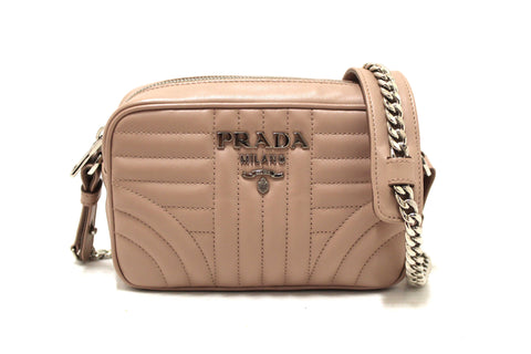 Authentic Prada Camera Diagramme Mini Pink Quilted Crossbody Bag