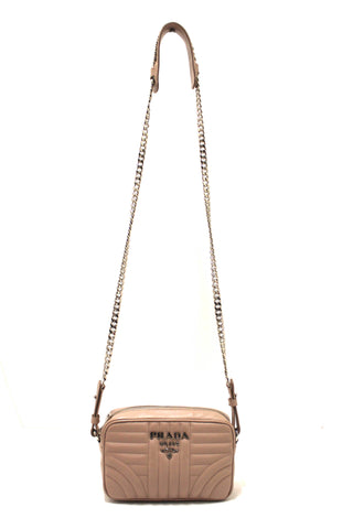 Authentic Prada Camera Diagramme Mini Pink Quilted Crossbody Bag
