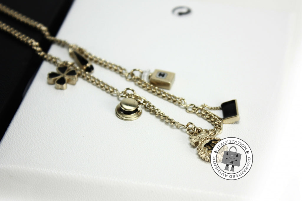 CHANEL Chanel A61360 Tba With 6 Charms Black With Gold Metal Necklace  | Italystation.com - Shop Now at italystation.com