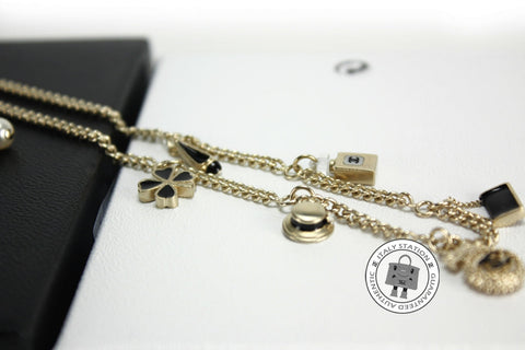Chanel A61360 Tba With 6 Charms Black With Gold Metal Necklace Ghw