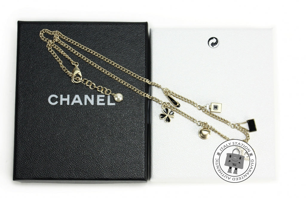 CHANEL Chanel A61360 Tba With 6 Charms Black With Gold Metal Necklace  | Italystation.com - Shop Now at italystation.com