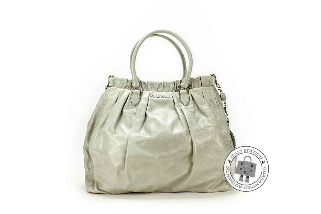 MIU MIU Miu Miu RN0819 US0 Vitello Shine Shopping Nube / F0424 Calfski | Italystation.com - Shop Now at italystation.com