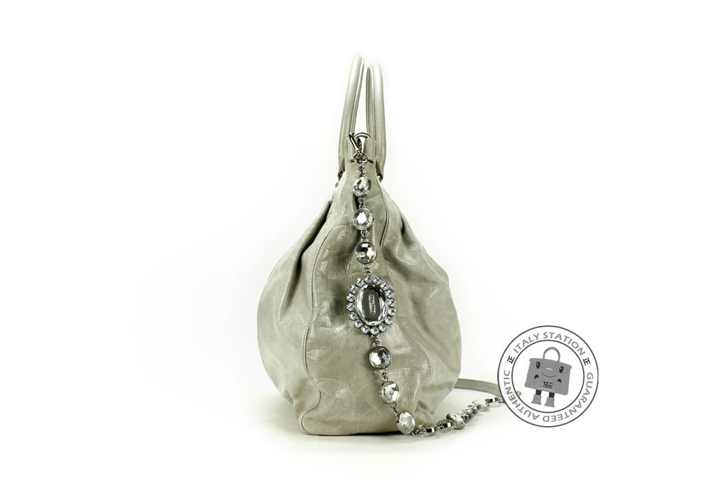 MIU MIU Miu Miu RN0819 US0 Vitello Shine Shopping Nube / F0424 Calfski | Italystation.com - Shop Now at italystation.com