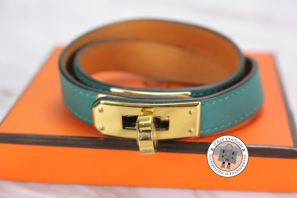 HERMES Hermes Kelly Double Tour Malachite / CCZ6 Swift Medium Bracelet | Italystation.com - Shop Now at italystation.com