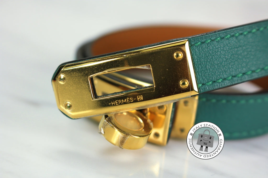 HERMES Hermes Kelly Double Tour Malachite / CCZ6 Swift Medium Bracelet | Italystation.com - Shop Now at italystation.com