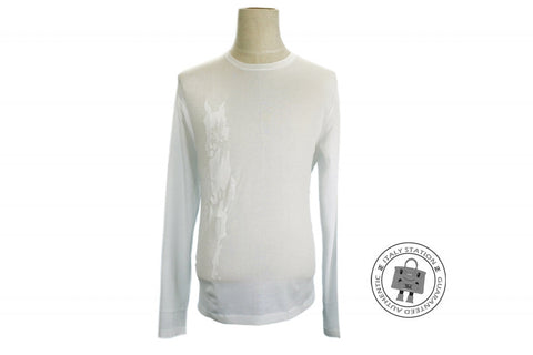 HERMES Hermes 437305HA Cheval Ombre Coton Manches Longues Blanc / 90 C | Italystation.com - Shop Now at italystation.com