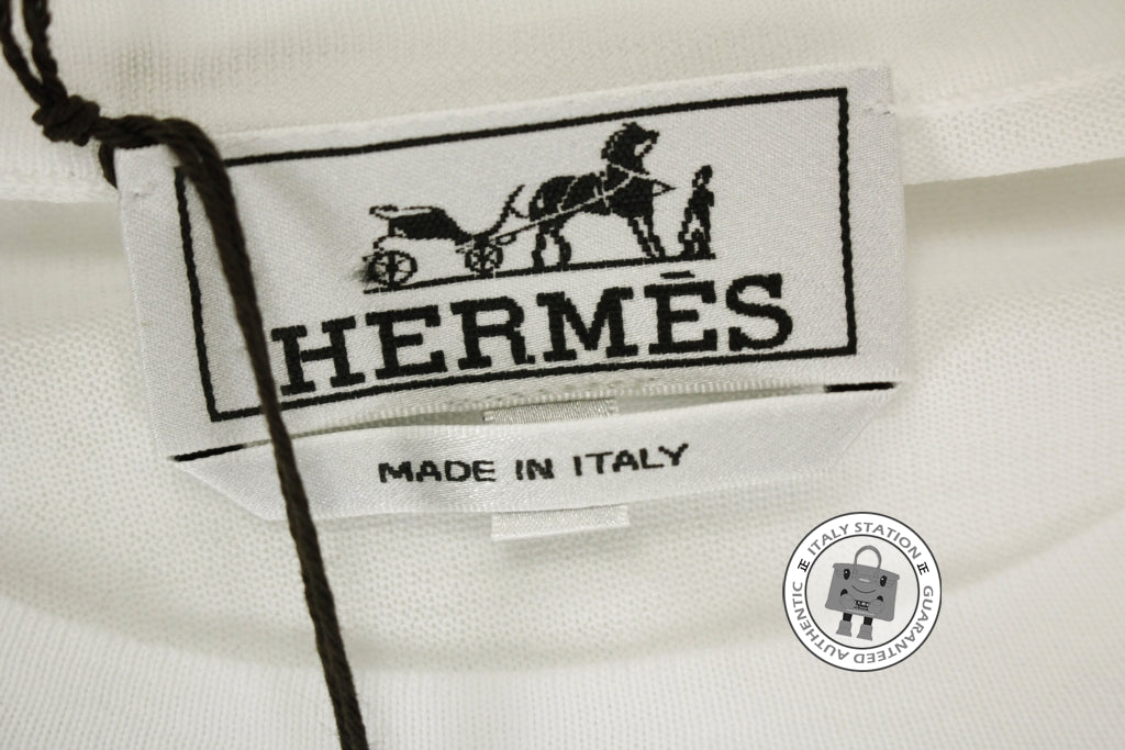 HERMES Hermes 437305HA Cheval Ombre Coton Manches Longues Blanc / 90 C | Italystation.com - Shop Now at italystation.com