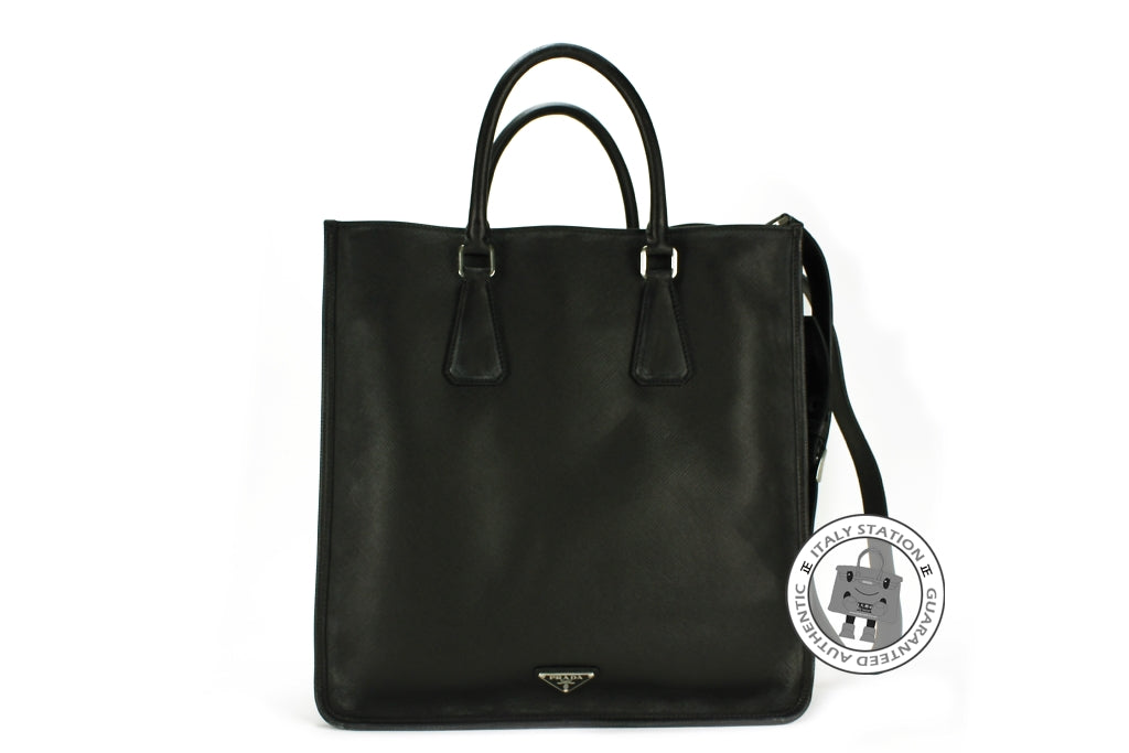 PRADA Prada VA1027 2FAD Borsa Viaggio Saffiano Cuir Old Nero / F0002   | Italystation.com - Shop Now at italystation.com