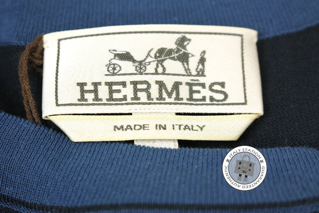 HERMES Hermes 437425HA Marine / 01 Cotton XL T-shirts | Italystation.com - Shop Now at italystation.com