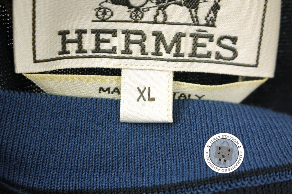 HERMES Hermes 437425HA Marine / 01 Cotton XL T-shirts | Italystation.com - Shop Now at italystation.com