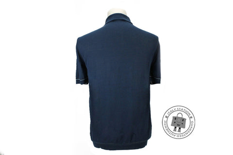 Hermes 437370HA Polo Manches Courtes Ocean / 07 Cotton L Polo Shirts