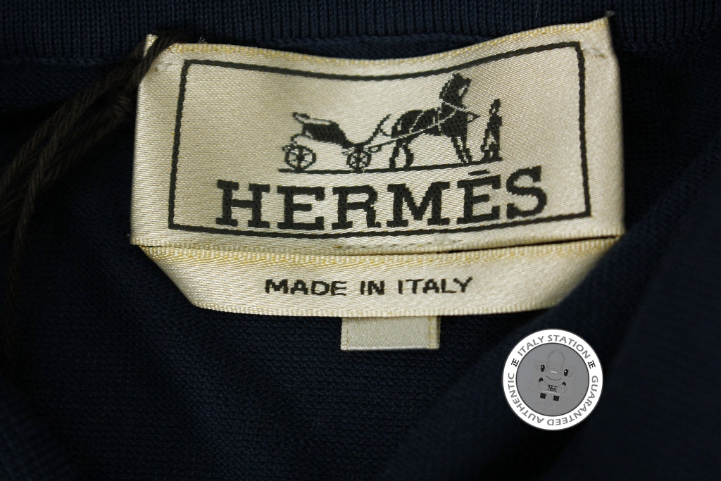 HERMES Hermes 437370HA Polo Manches Courtes Ocean / 07 Cotton L Polo S | Italystation.com - Shop Now at italystation.com