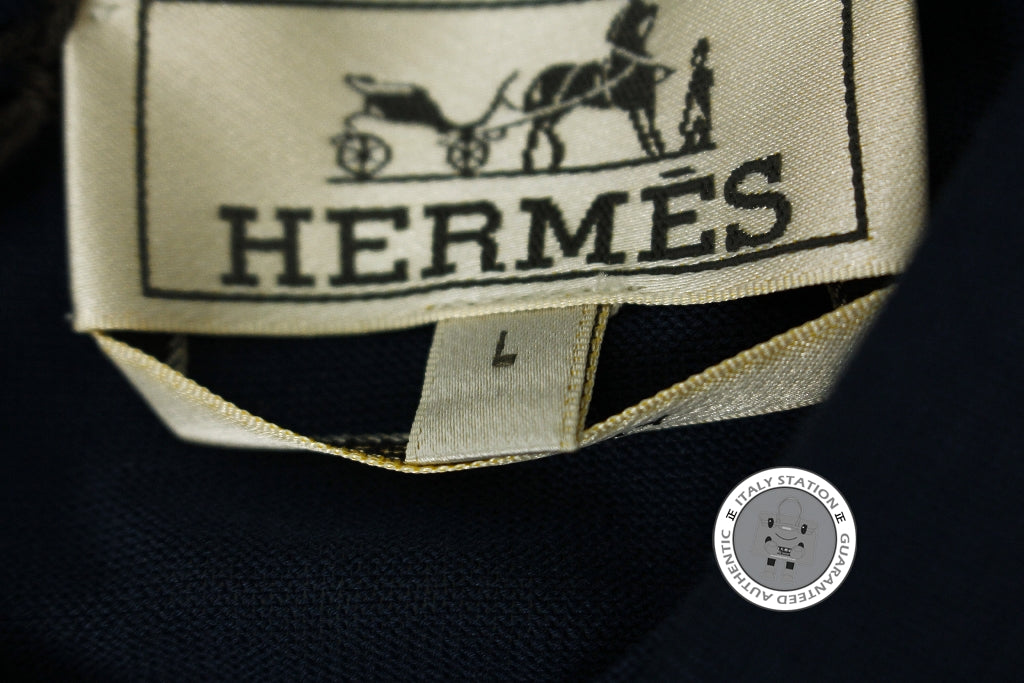 HERMES Hermes 437370HA Polo Manches Courtes Ocean / 07 Cotton L Polo S | Italystation.com - Shop Now at italystation.com