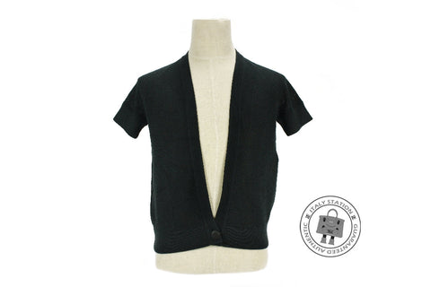 HERMES Hermes 422712D4 Maille Cotton Silk Cardigan Manches Courtes Ble | Italystation.com - Shop Now at italystation.com