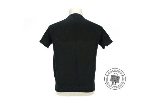 Hermes 422712D4 Maille Cotton Silk Cardigan Manches Courtes Bleu Nuit / I3 Cotton 36 Sweaters