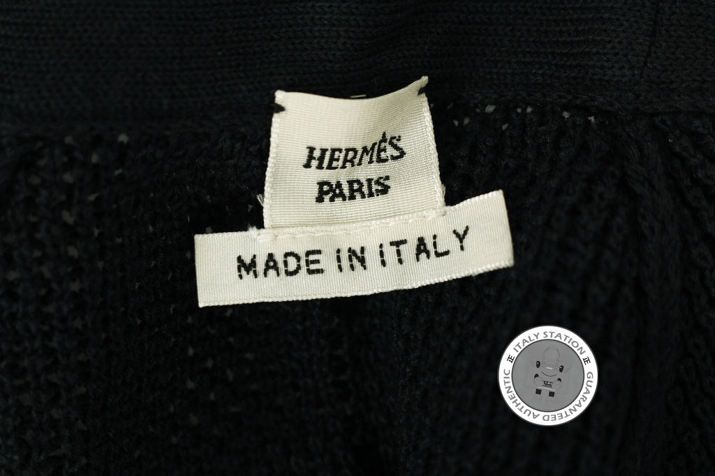 HERMES Hermes 422712D4 Maille Cotton Silk Cardigan Manches Courtes Ble | Italystation.com - Shop Now at italystation.com