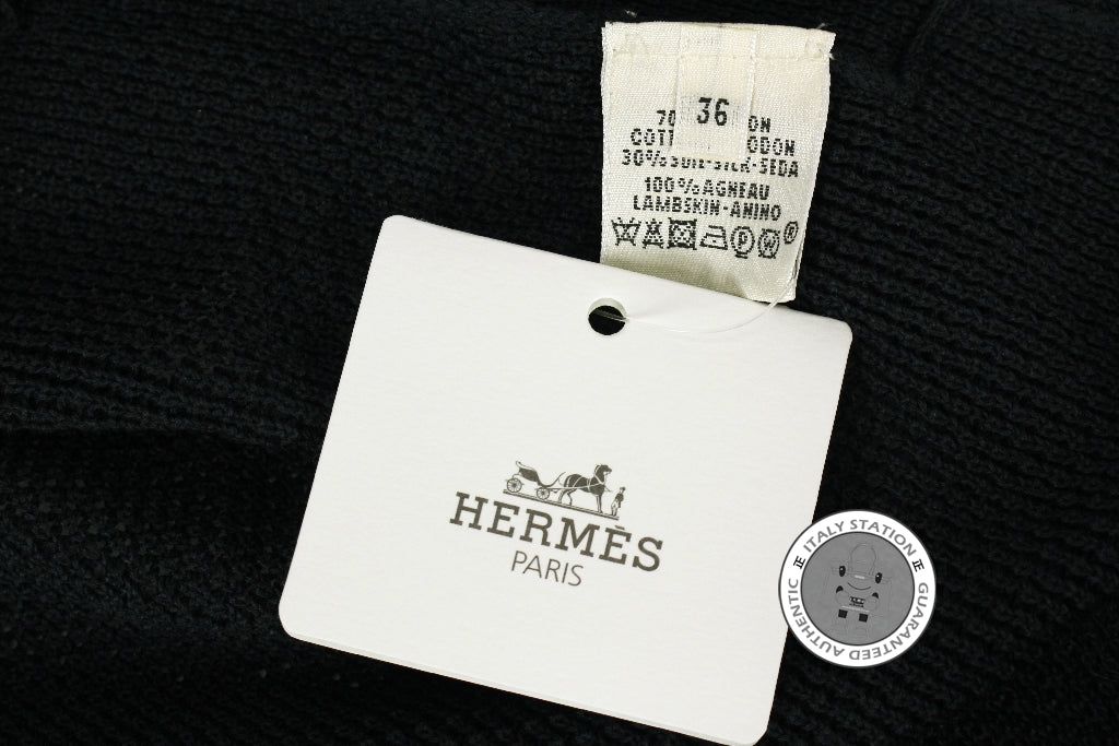 HERMES Hermes 422712D4 Maille Cotton Silk Cardigan Manches Courtes Ble | Italystation.com - Shop Now at italystation.com