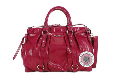 MIU MIU Miu Miu RT0383 X72 Vitello Lux  Bauletto Aperto Fuxia / F0029  | Italystation.com - Shop Now at italystation.com