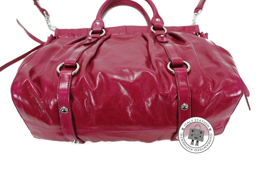 MIU MIU Miu Miu RT0383 X72 Vitello Lux  Bauletto Aperto Fuxia / F0029  | Italystation.com - Shop Now at italystation.com