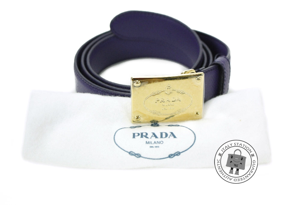PRADA Prada 1C5718 053  Saffiano Cinture Fibbia Oro 2.5 CM Viola / F00 | Italystation.com - Shop Now at italystation.com