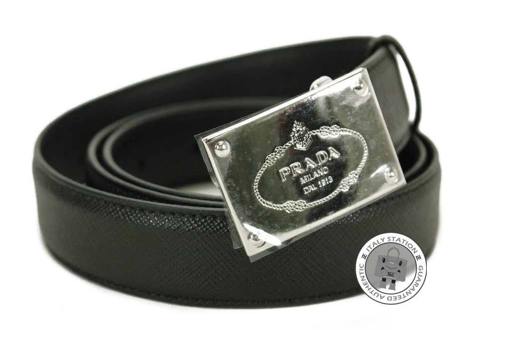 PRADA Prada 1C5718 053  Saffiano Cinture Fibbia Oro 2.5 CM Nero / F0S9 | Italystation.com - Shop Now at italystation.com