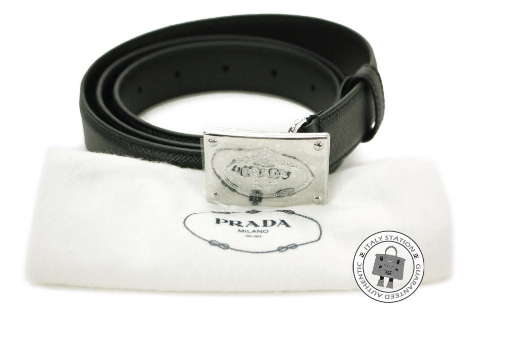 PRADA Prada 1C5718 053  Saffiano Cinture Fibbia Oro 2.5 CM Nero / F0S9 | Italystation.com - Shop Now at italystation.com