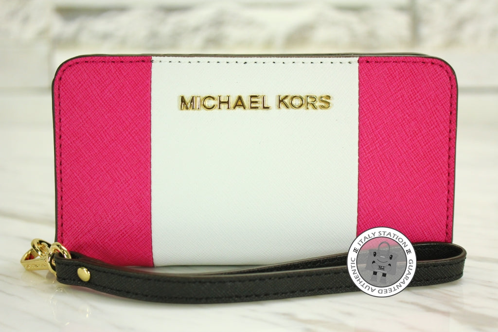 MICHAEL KORS Michael Kors 32T4GJTZ1L JS Trvl Cntr Stripe Rasp+wht+blk  | Italystation.com - Shop Now at italystation.com