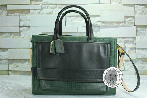 COACH Coach F27994 Green+black+tan / B4/OL Leather Tote Bag Ghw | Italystation.com - Shop Now at italystation.com