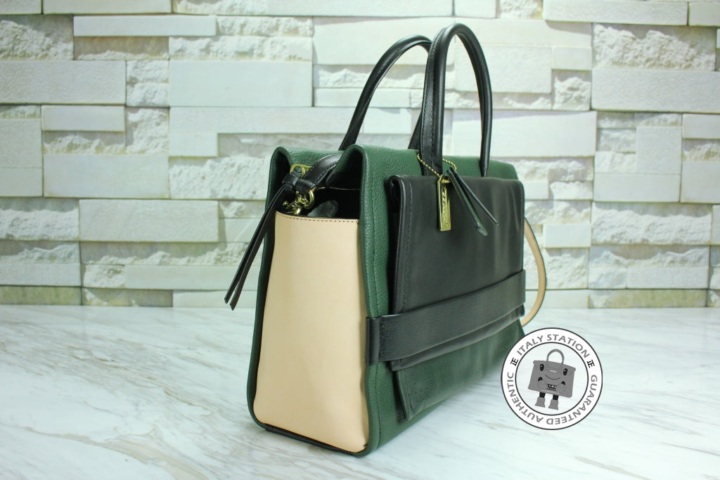 COACH Coach F27994 Green+black+tan / B4/OL Leather Tote Bag Ghw | Italystation.com - Shop Now at italystation.com