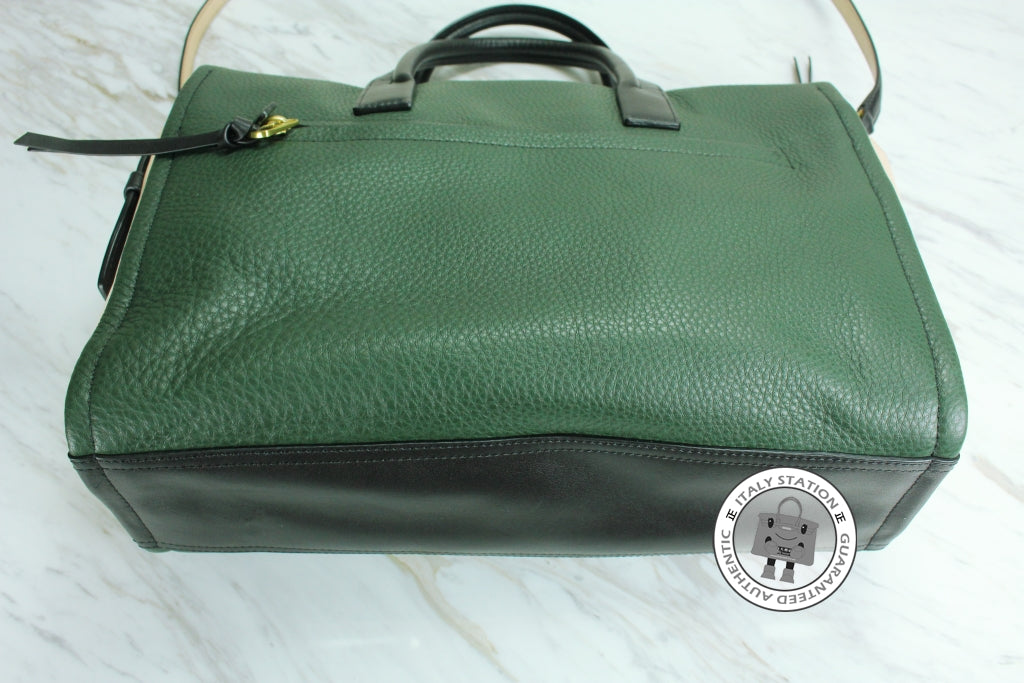COACH Coach F27994 Green+black+tan / B4/OL Leather Tote Bag Ghw | Italystation.com - Shop Now at italystation.com