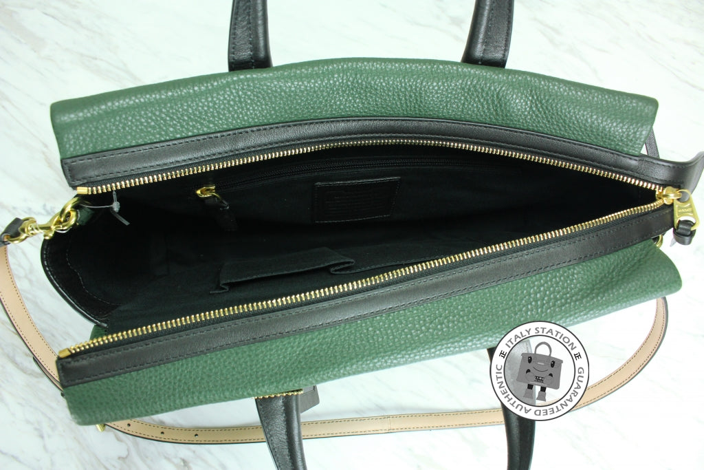 COACH Coach F27994 Green+black+tan / B4/OL Leather Tote Bag Ghw | Italystation.com - Shop Now at italystation.com