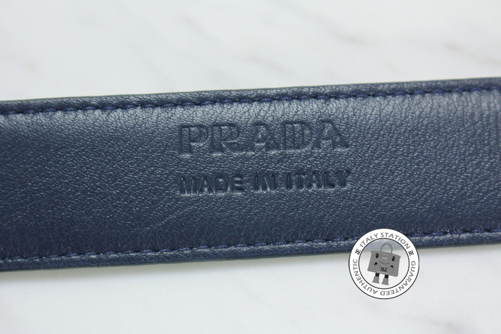 PRADA Prada 1C5718 053  Saffiano Cinture Fibbia Oro 2.5 CM Bluette / F | Italystation.com - Shop Now at italystation.com