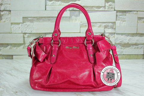 MIU MIU Miu Miu RNN955 X72 Vitello Lux  Bauletto Aperto F0029 / Fuxia  | Italystation.com - Shop Now at italystation.com