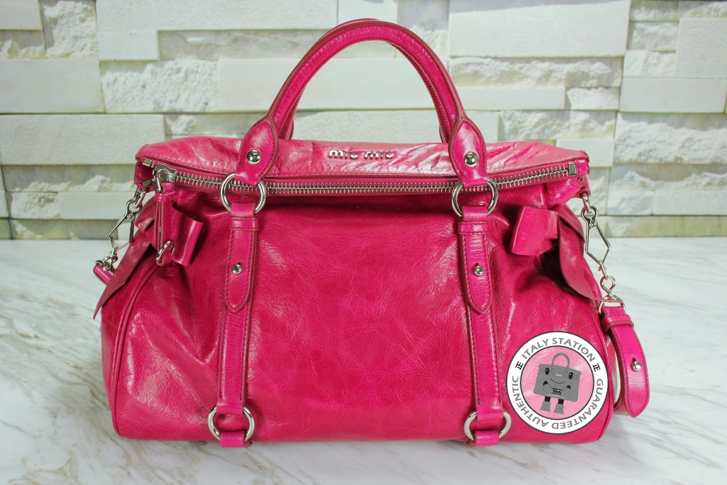 MIU MIU Miu Miu RT0365 X72 Vitello Lux  Bauletto Fuxia / F0029  Calfsk | Italystation.com - Shop Now at italystation.com