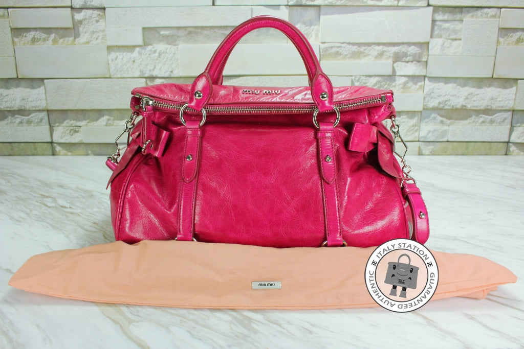 MIU MIU Miu Miu RT0365 X72 Vitello Lux  Bauletto Fuxia / F0029  Calfsk | Italystation.com - Shop Now at italystation.com