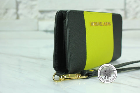Michael Kors 32F4GJTZ1T JS Trvl Cntr Stripe Blk+apple Calfskin Long Wallet Ghw