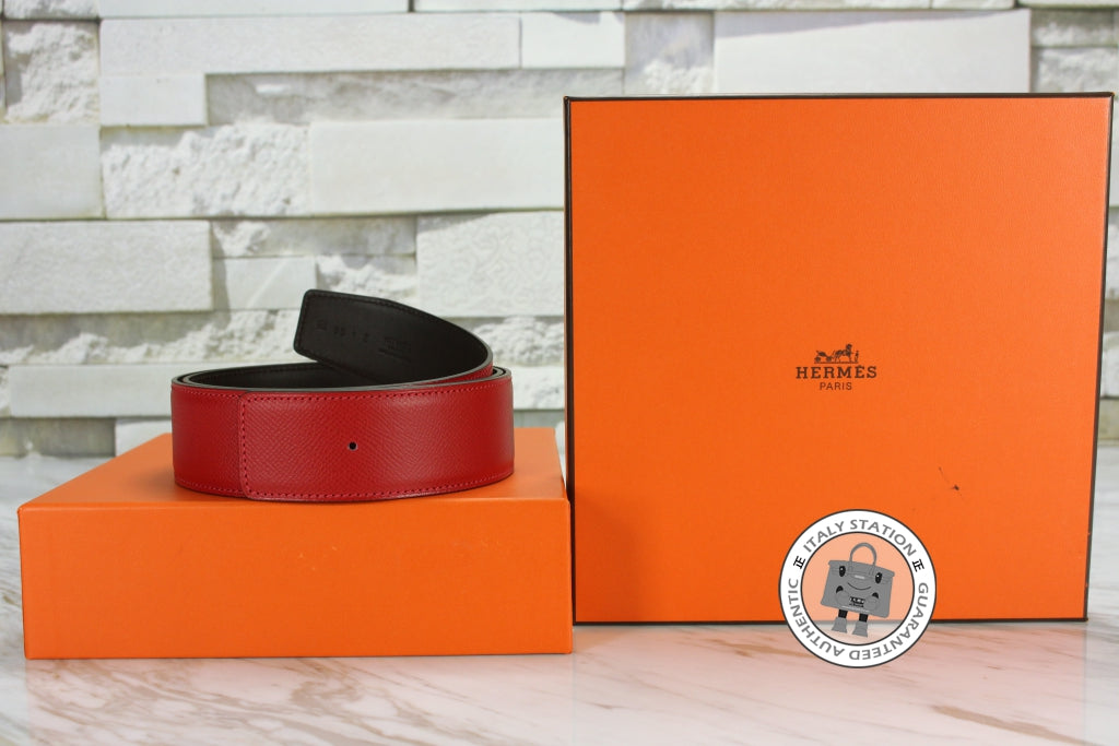 HERMES Hermes Reversible  42 MM Rouge Casaque+chocolate Epsom 95 Belts | Italystation.com - Shop Now at italystation.com