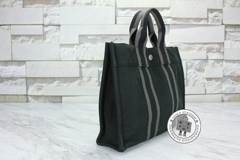 Hermes Herline Black Canvas Small Tote Bag Phw