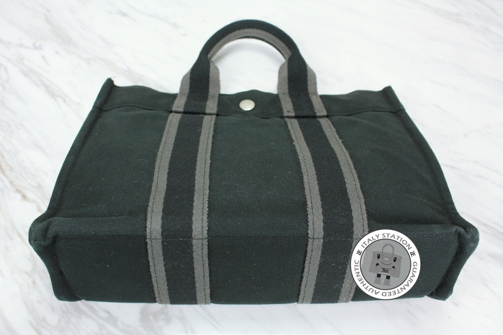HERMES Hermes Herline Black Canvas Small Tote Bag Phw | Italystation.com - Shop Now at italystation.com