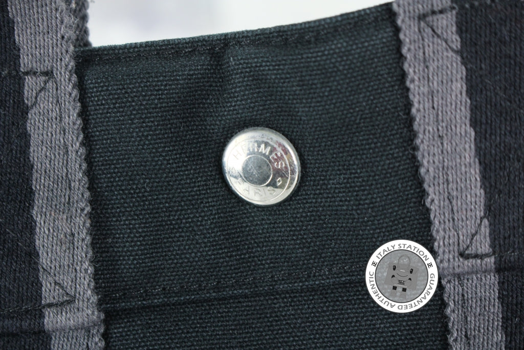 HERMES Hermes Herline Black Canvas Small Tote Bag Phw | Italystation.com - Shop Now at italystation.com