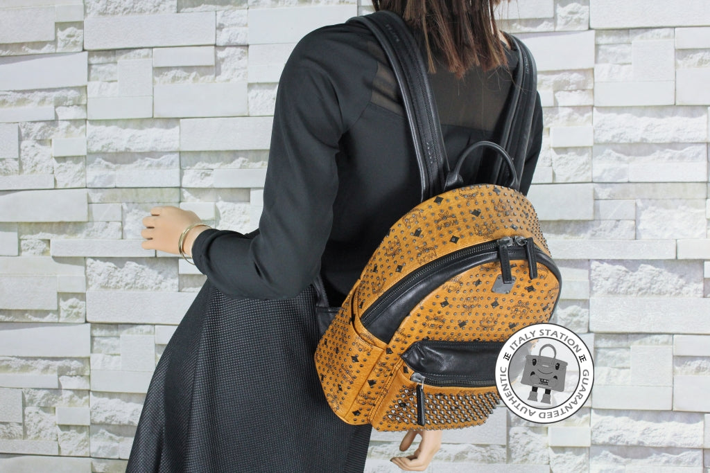 MCM Mcm Mmk 5SVE96 Stark Special CO001 / Cognac Pvc Small Backpacks Sh | Italystation.com - Shop Now at italystation.com