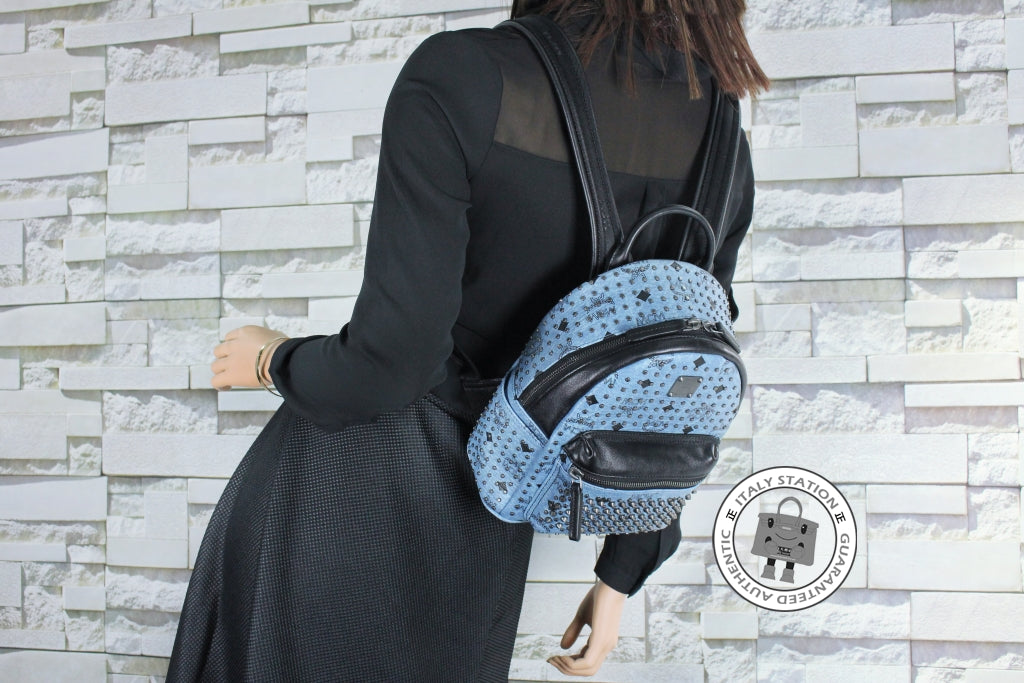 MCM Mcm Mmk 5SVE97 Stark Special Denim / LE001  Pvc Mini Backpacks Shw | Italystation.com - Shop Now at italystation.com