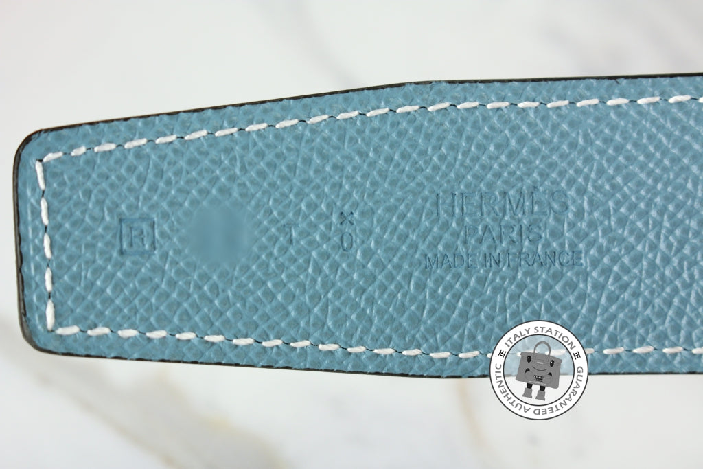 HERMES Hermes Reversible  32 MM Black/blue Jeans Swift 75 Belts | Italystation.com - Shop Now at italystation.com
