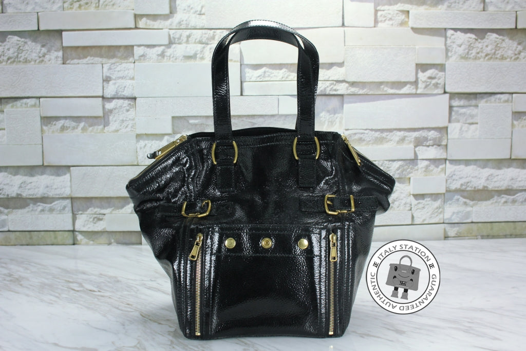 SAINT LAURENT Saint Laurent 202649 Downtown Buffalo Black Patent Shoul | Italystation.com - Shop Now at italystation.com