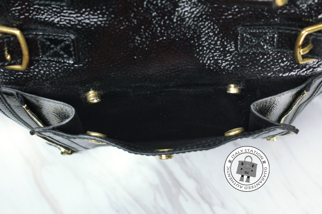 SAINT LAURENT Saint Laurent 202649 Downtown Buffalo Black Patent Shoul | Italystation.com - Shop Now at italystation.com